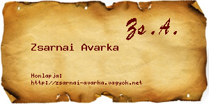 Zsarnai Avarka névjegykártya
